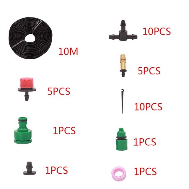 30M 50M Micro Drip Irrigation+Spray Watering Kits System Automatic Adjustable Dripper Atomizer Potted Plant Garden Greenhouses: 10M (1)