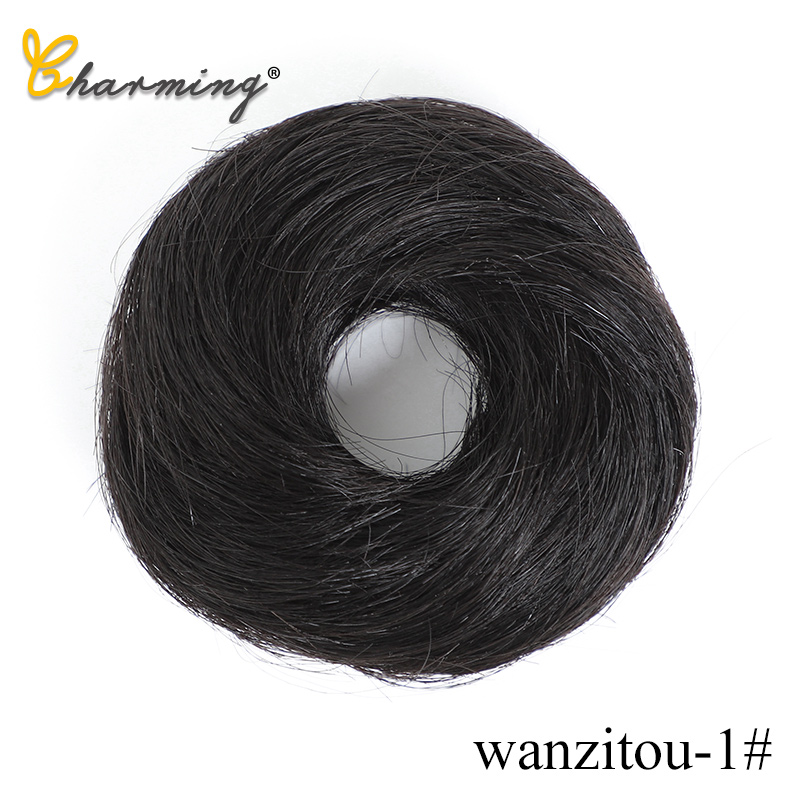 charmant 1 Stück Synthetische Chaotisch Chignon Krapfen Gary Braun Farbe 50g Haar Brötchen Pad Elastische Haar Seil Gummiband haar Erweiterungen: T1B/613