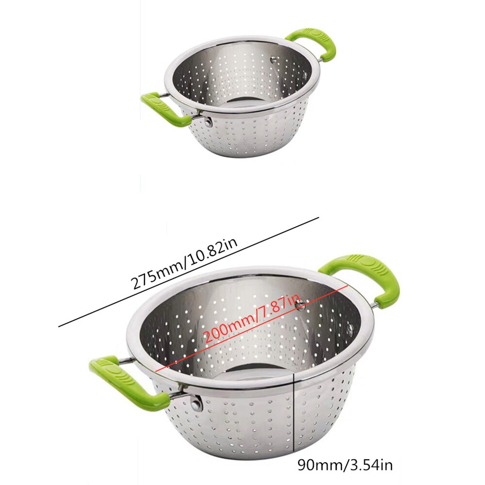 Stainless steel binaural washing basket kitchen Taomi basket Household panning basin drain basket fruit sink