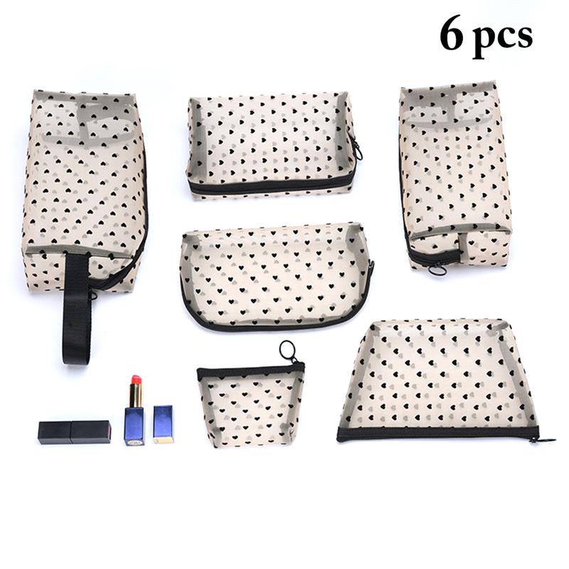 Coofit 6 Teile/satz transparent Gittergewebe machen-hoch Taschen einstellen Multifunktionale tragbar Gittergewebe Mäppchen Kosmetik Tasche Für draussen Reise: 2