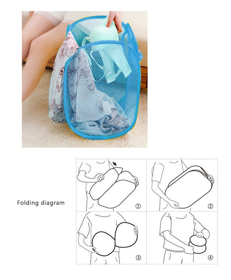 Blue Opvouwbare Wasmand Japanse Kleur Netto Wasmand