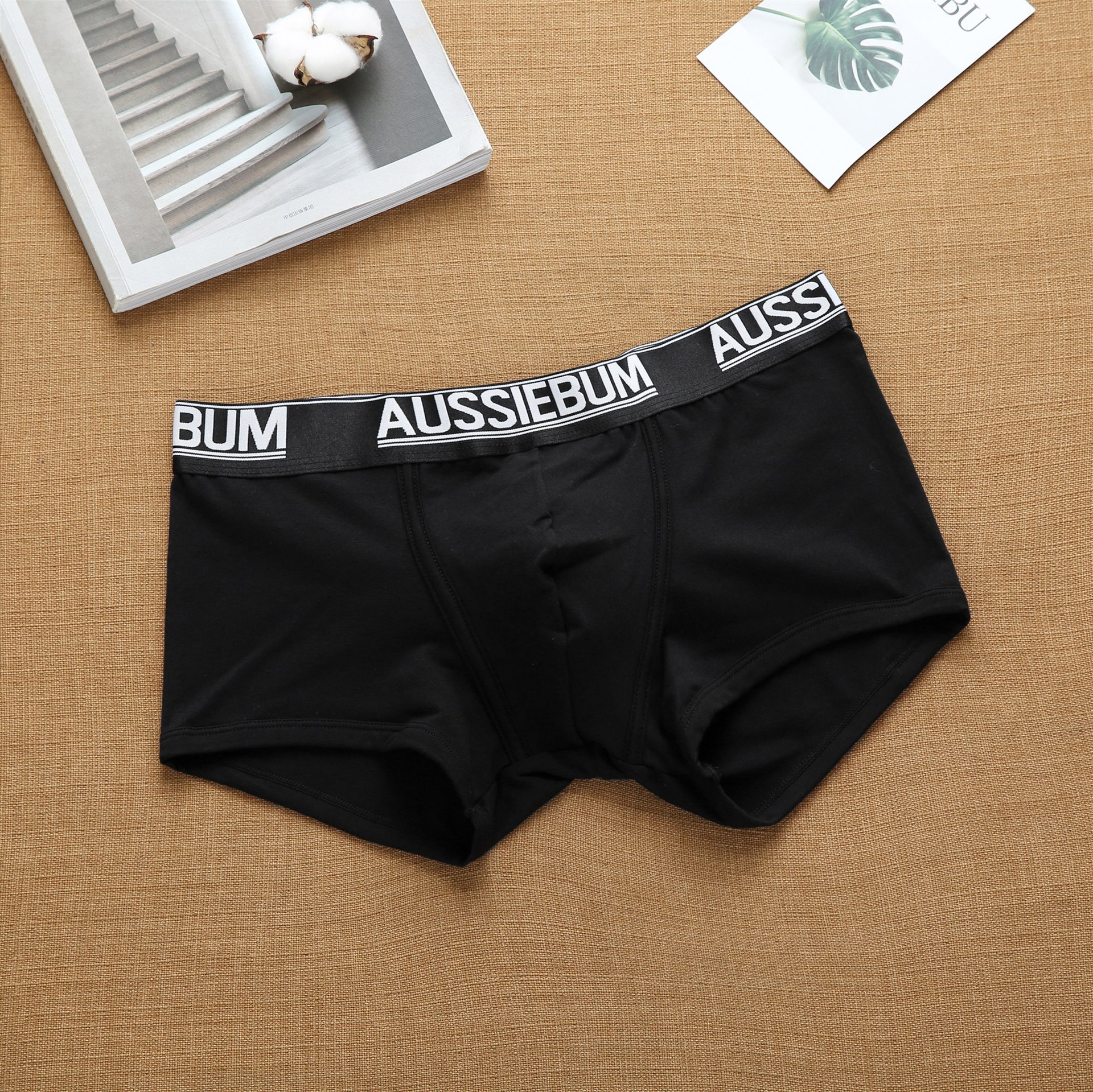 Aussiebum – Boxer en coton pour homme, sous-vêtement Simple, confortable, respirant et extensible: Black / M