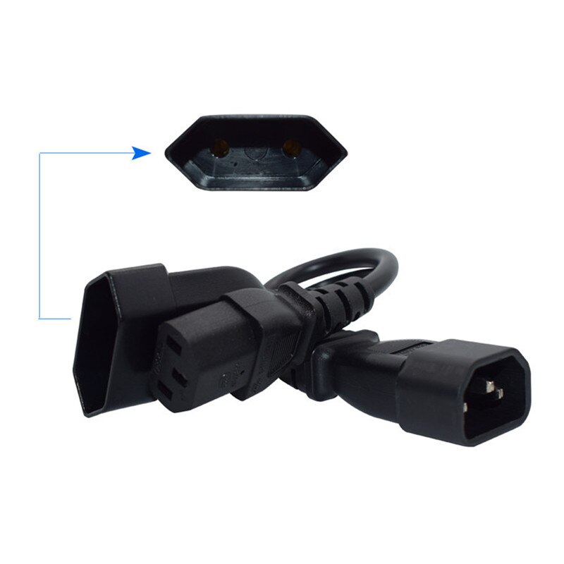 Y typ splitter strömkabel ， iec 320 3 pin  c14 to hane  c13+2 hål  eu 4.0mm honkontakt nätkabel 0.24m
