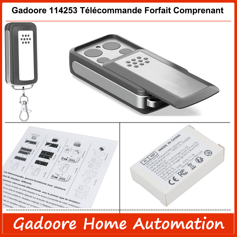 Gadoore Avidsen 114253 Garagentor-Fernbedienung, kompatibel mit 433 MHz Avidsen 114253 104257 104251 Extel Thomson Garagensteuerung