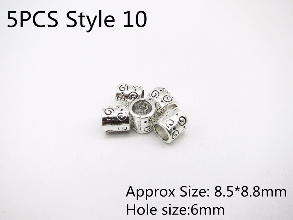 5Stck Antike silber Haar flechten Dreadlock Perlen ringe rohr Wikinger Rune Bart perlen DIY Haar Styling Zubehör: 5Stck Stil 10