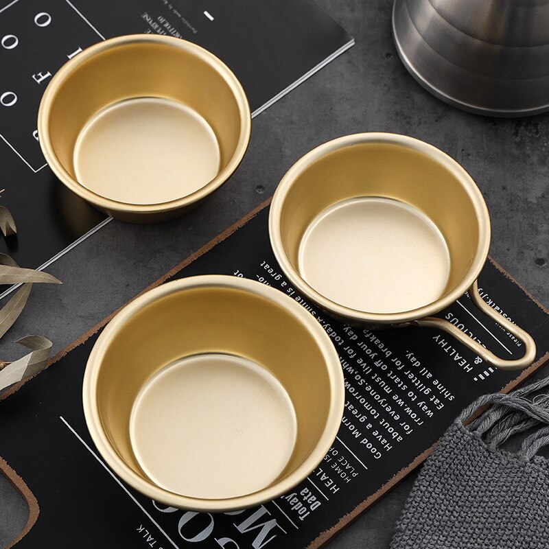 Bol à riz rond traditionnel coréen en aluminium, couleur or, tasse à vin avec poignée pour Makgeolli, 1 pièce