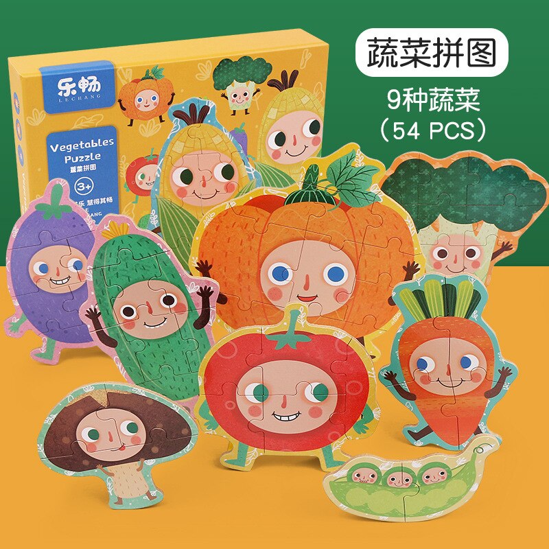 In legno per bambini di educazione piatto mappa grande puzzle di legno del bambino del bambino prima educazione giocattolo della ragazza del ragazzo 2-4 anni vecchio: vegetables