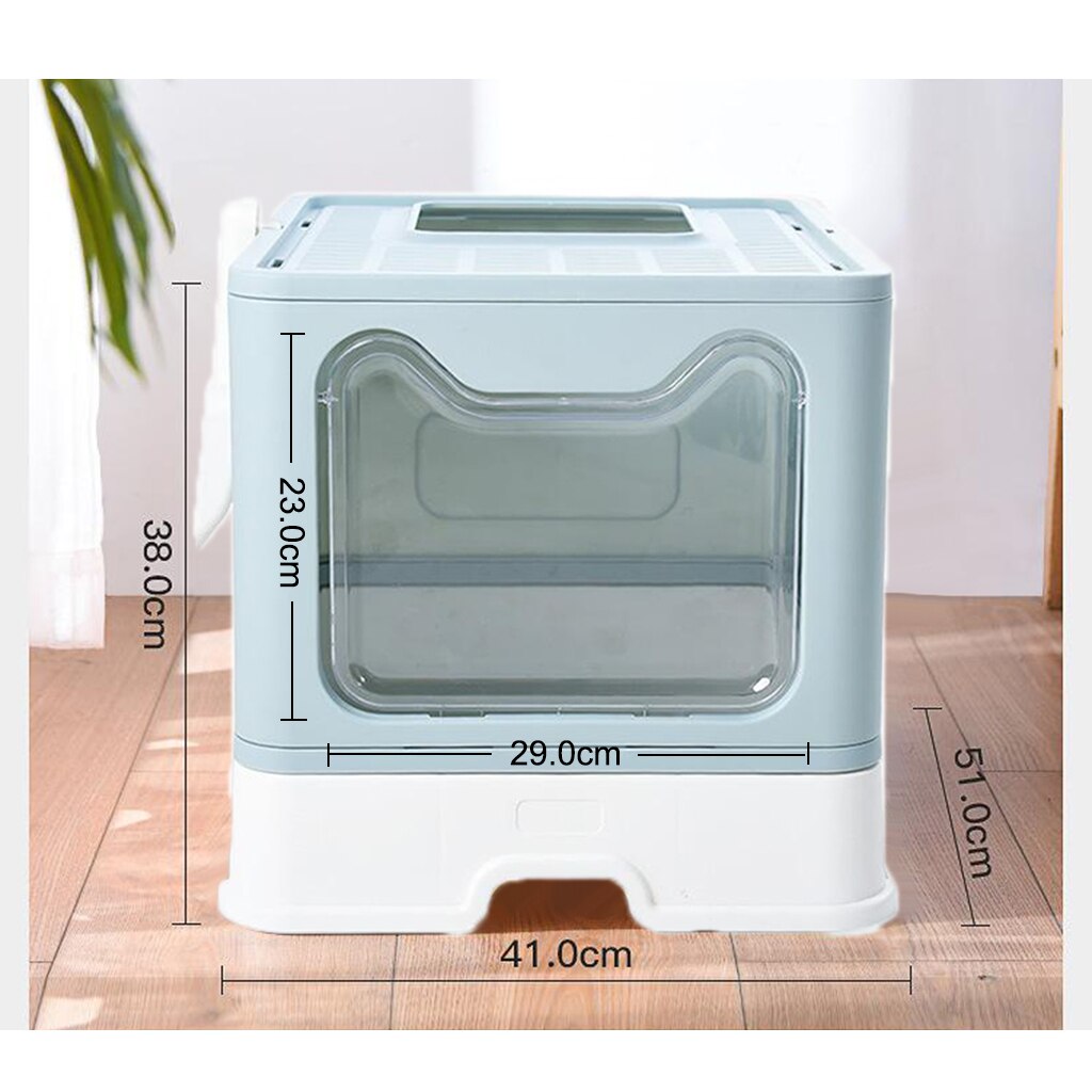 Cat Litter Box Large Litter Tray Cats Kitten Toilet Two Entrances Pan Bedpan Portable Kitten Clean Toilette Sand Box Container: Blue