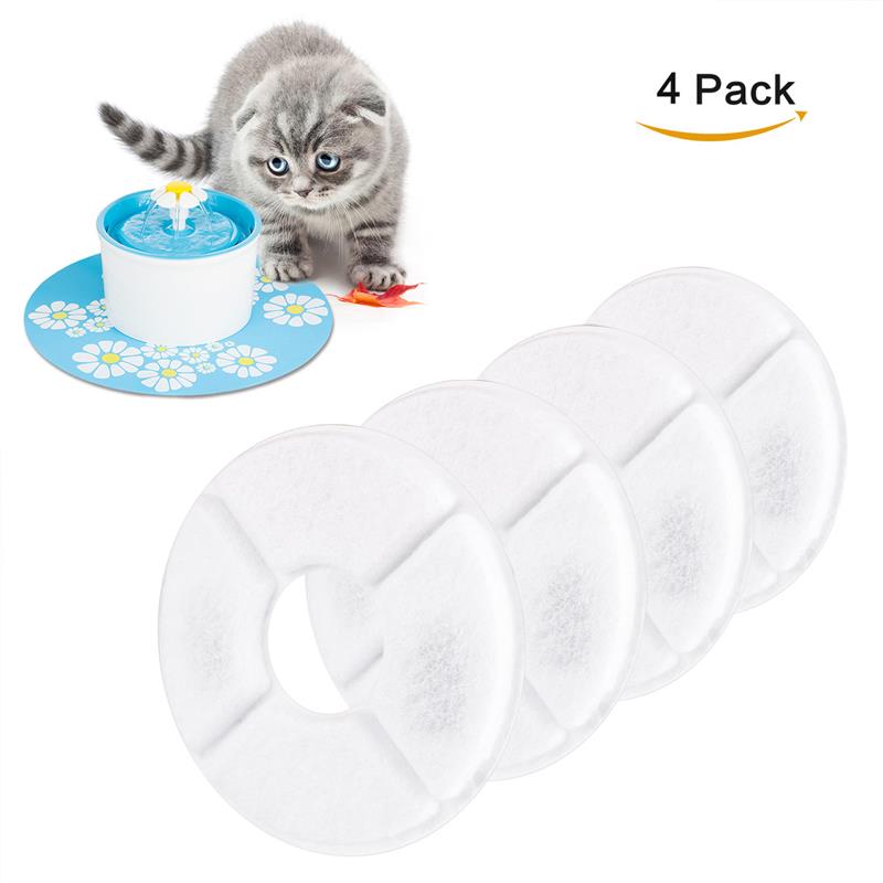 2.4l kat automatisk feeder drikke filter automatisk kat vand springvand til kæledyr vanddispenser hund drikkeskål med led lys: 4 stk udskifter filtre