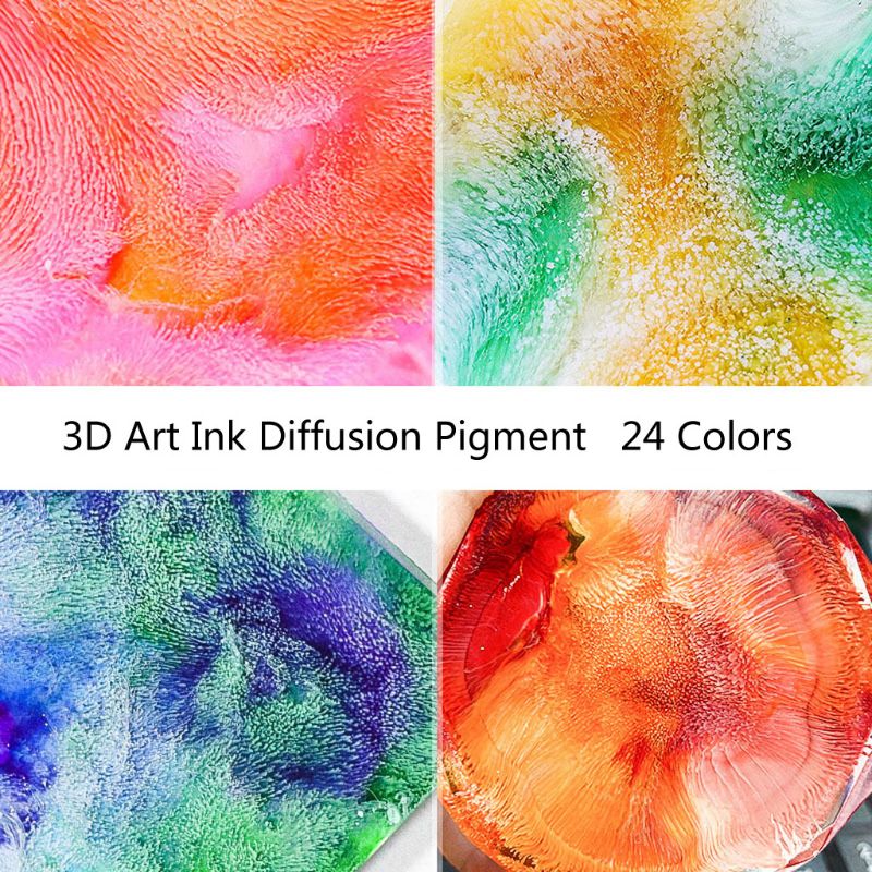 24 farve 10ml alkohol blæk diffusionsharpiks pigment kit flydende farvestof farvestof diy