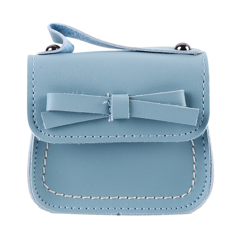 Merkevare småbarn baby messenger bags barn barn jenter prinsesse skulderveske håndveske solid bowknot prinsesse mynt vesker: Lyse blå