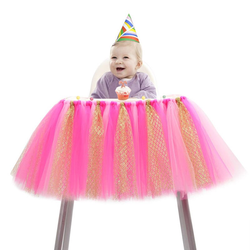Handgemaakte Pluizige Hoge Stoel Tutu Rok Baby Eerste Tweede Verjaardagsfeestje Meisjes Sequin Patchwork Tule Rokken Taart Smash Tutu DQ02