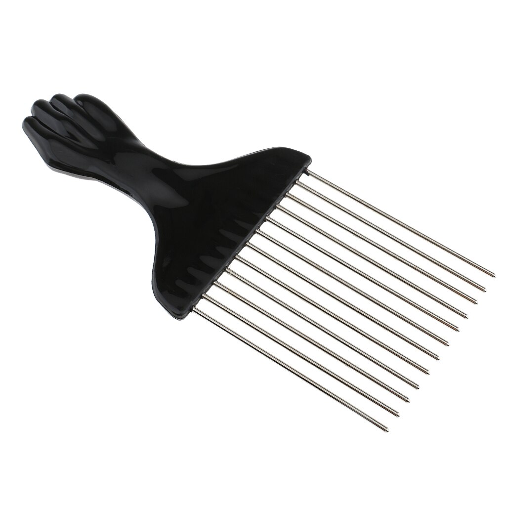 Black Fist Afro Pick Metal Wide Teeth Hair Comb For Volumizing Hair Styling