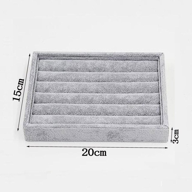 Plateau de rangement de bijoux en velours gris, présentoir de bijoux, organisateur de bagues, boucles d'oreilles, Bracelet, collier, pendentifs, porte-plateau: Ring Tray