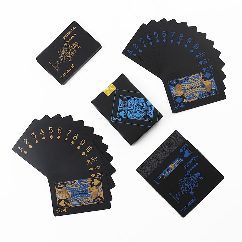 55Pcs Waterdichte Pvc Pure Black Magic Box-Verpakt Plastic Speelkaarten Set Dek Poker Klassieke Goocheltrucs tool