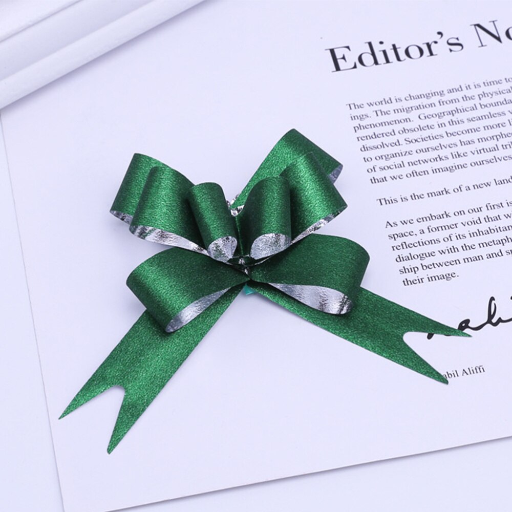 50 Uds. 9cm hermosos moños de tracción con de copo de nieve Navidad decorativo Pull Bowknots caja de tirar moños lazo cinta (Re