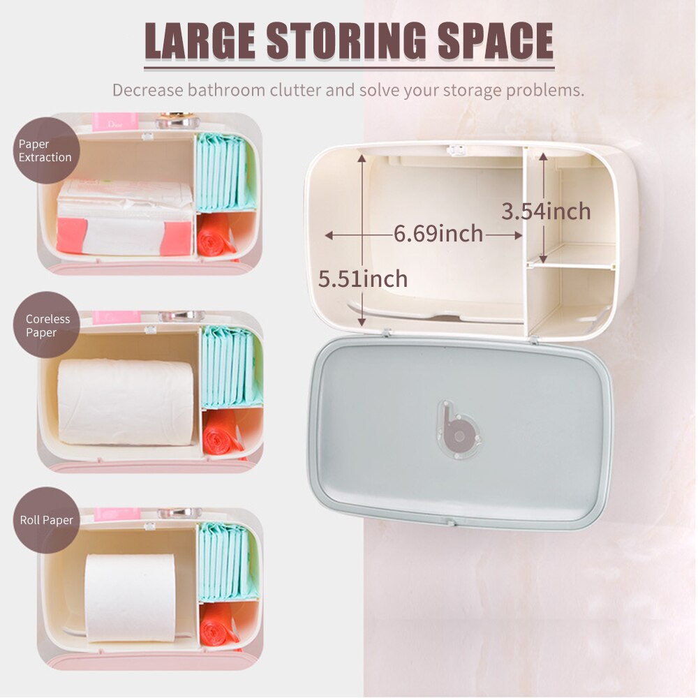 Dispensador de toallas de papel para baño sin perforar montado en la Pared Soporte para toallas de papel dispensador de papel higiénico y dispensador de bolsas de basura