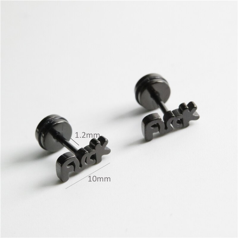 Uvw007 2pc unissex moda aço inoxidável carta brincos de orelha acessórios femininos piercing jóias pendientes brincos