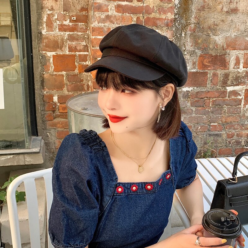 Newsboy Caps For Women Newsboy Sequin Bow Gatsby Cap Octagonal Baker Peaked Beret Female Suncreen Hats Vintage Hat