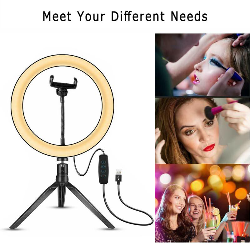 10 Inch Led Ring Licht Met Statief Stand Voor Iphone Samsung Mobiele Telefoon Mini Camera Licht Met Houder Voor Video make-Up Verlichting