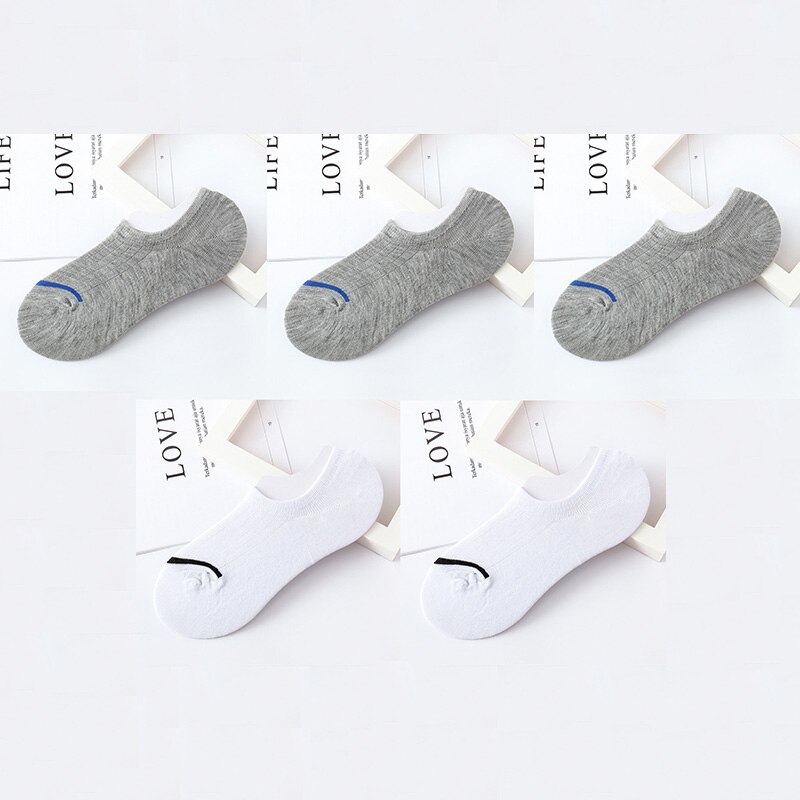 Calcetines náuticos Unisex para hombre y mujer, calcetín Invisible antideslizante de silicona, corte bajo, para primavera, verano y otoño, 5 pares, Size35-42: T multi color