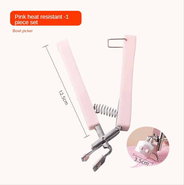 Kitchen Pot Plate Clips Anti Scalding Bowl Gripper Holder Stainless Steel Steamed Dishes Clamp Silicon Oven Gloves Table Pad: 1 Pink Bowl Clip
