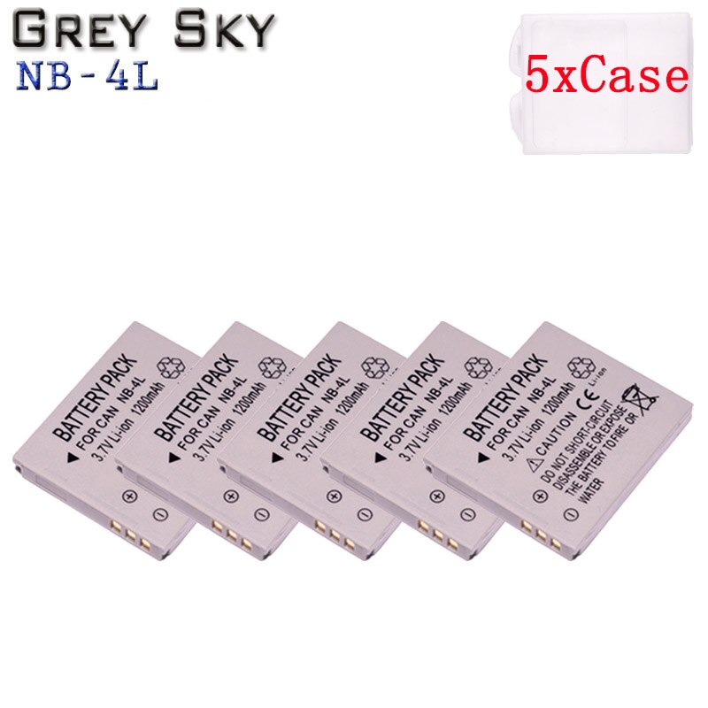 bateria NB-4L NB 4L NB4L battery pack + LCD USB Charger for Canon IXUS 60 65 80 75 100 I20 110 115 120 130 IS 117 220 225 camera: 5 battery
