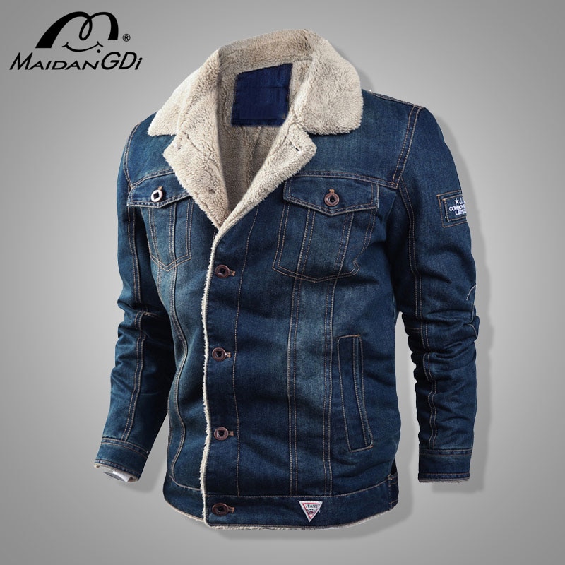 Men's Jackets Winter Thermal Denim Jacket Fleece Thicken Warm Denim Coat Windproof Motorcycle Cow Jackets