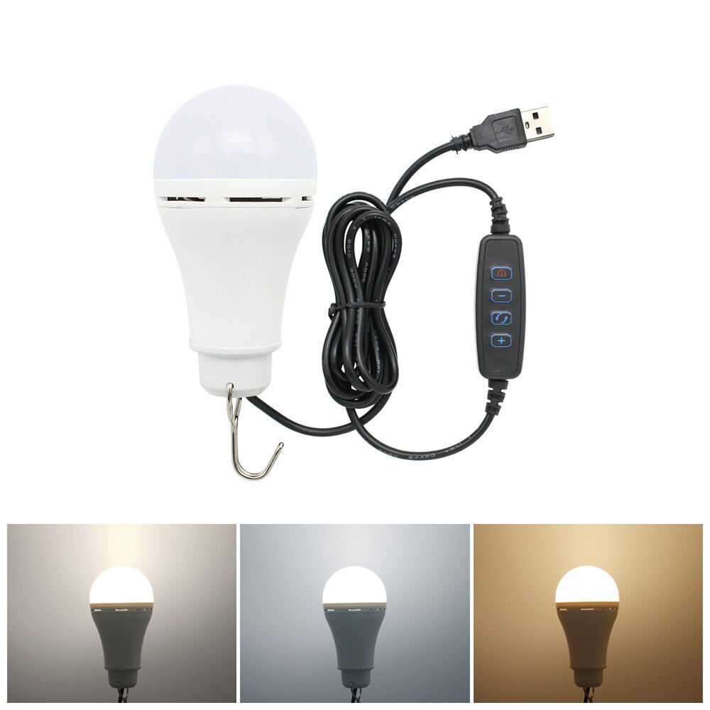 Kannettava himmennettävä usb-valo 3 väriä ripustettava led-lamppu kodin hätävalot retkeilytelttalamppu yömarkkinoiden valaistus: Default Title