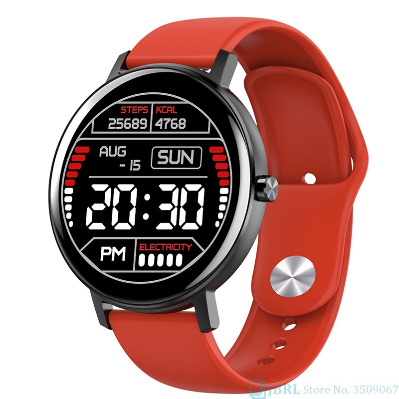 Rotondo Smart Band Donne Degli Uomini Braccialetto Intelligente Inseguitore di Fitness Per Android IOS Smartband Nuovo Full Touch Intelligente Wristband della Fascia di Polso: silicone red