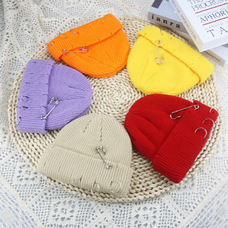 Hoeden Voor Vrouwen Mutsen Effen Broche Gat Skullies Vrouwen Hoeden Casual Party Unisex Straat Hiphop Winter Hoeden Sombrero de Mujer