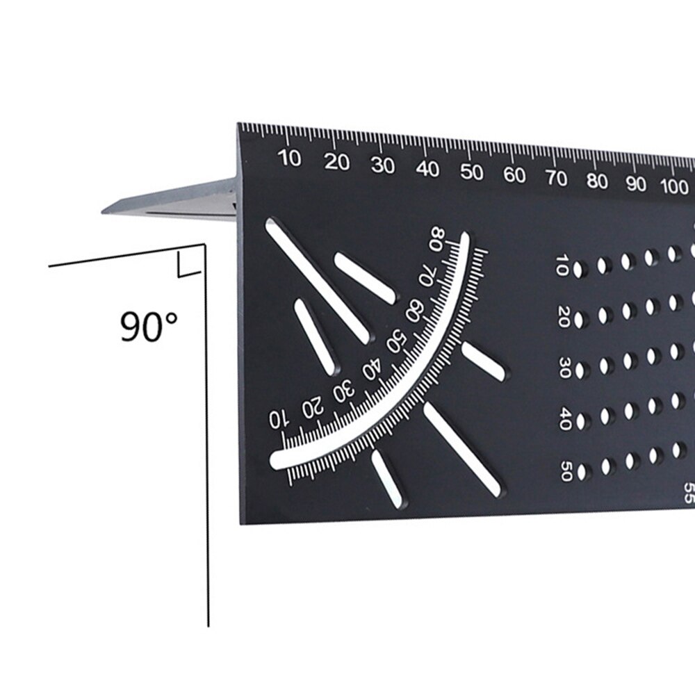 Aluminum Alloy Multifunctional Angle Ruler 45 90 Degree Woodworking Square Angle Ruler Line Ruler Marking Gauge Tool