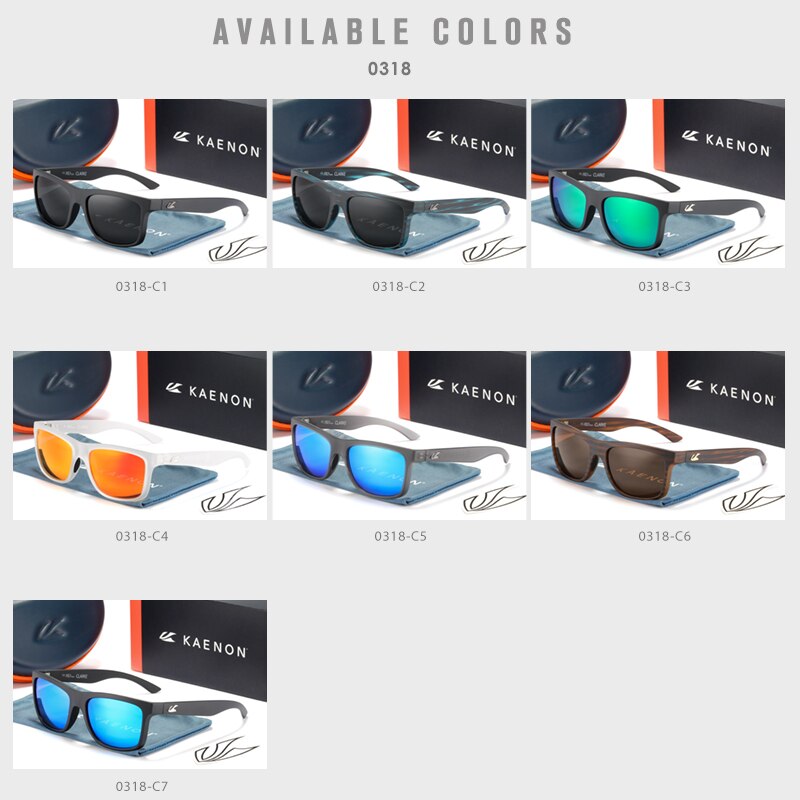 Square Kaenon Polarized Sunglasses TR90 frame men Mirrored lens Brand women Driving Fishing Sun glasses UV400 7 COLORS