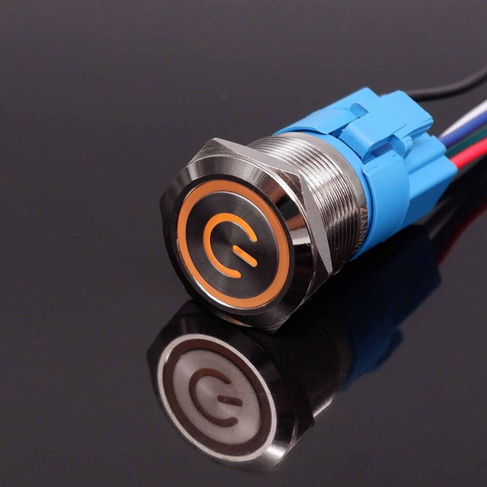 22mm metal button switch LED Light Waterproof illuminated PC Power Switch Metal Doorbell Horn Push Button Switch 5v 24v 220v