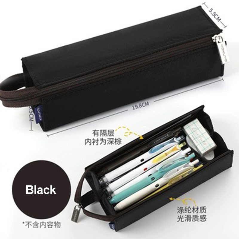 Japan Kokuyo etui vierkant grote opening kan worden uitgevouwen student leren etui grote capaciteit schoolbenodigdheden: Marineblauw