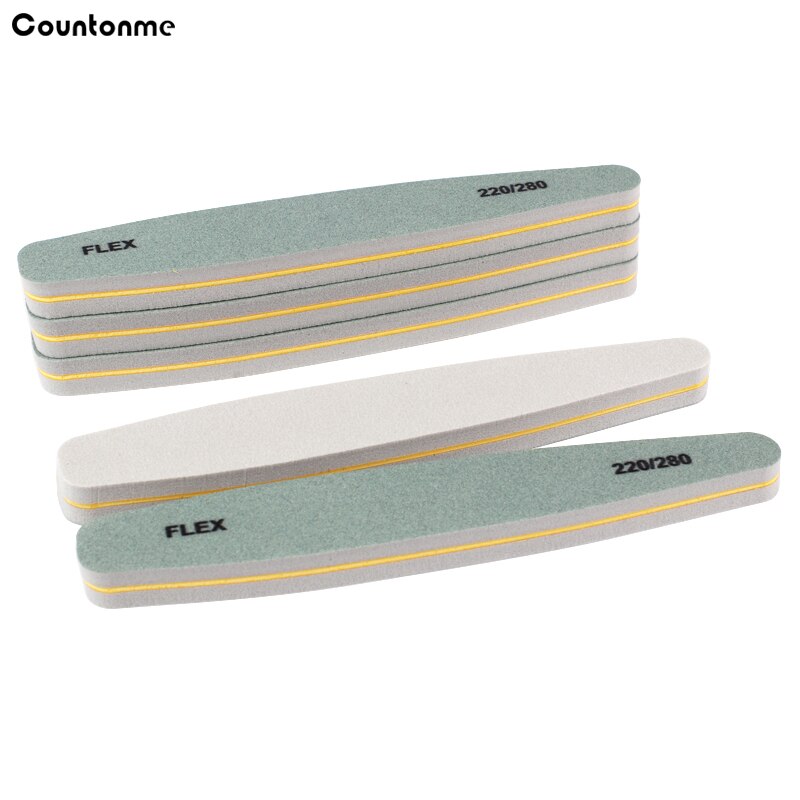 Limas de uñas de esponja de doble cara, bloque pulidor de uñas de papel de lija verde 220/280 de grano para manicura, herramientas de tablero de esmeril, 5 unids/lote