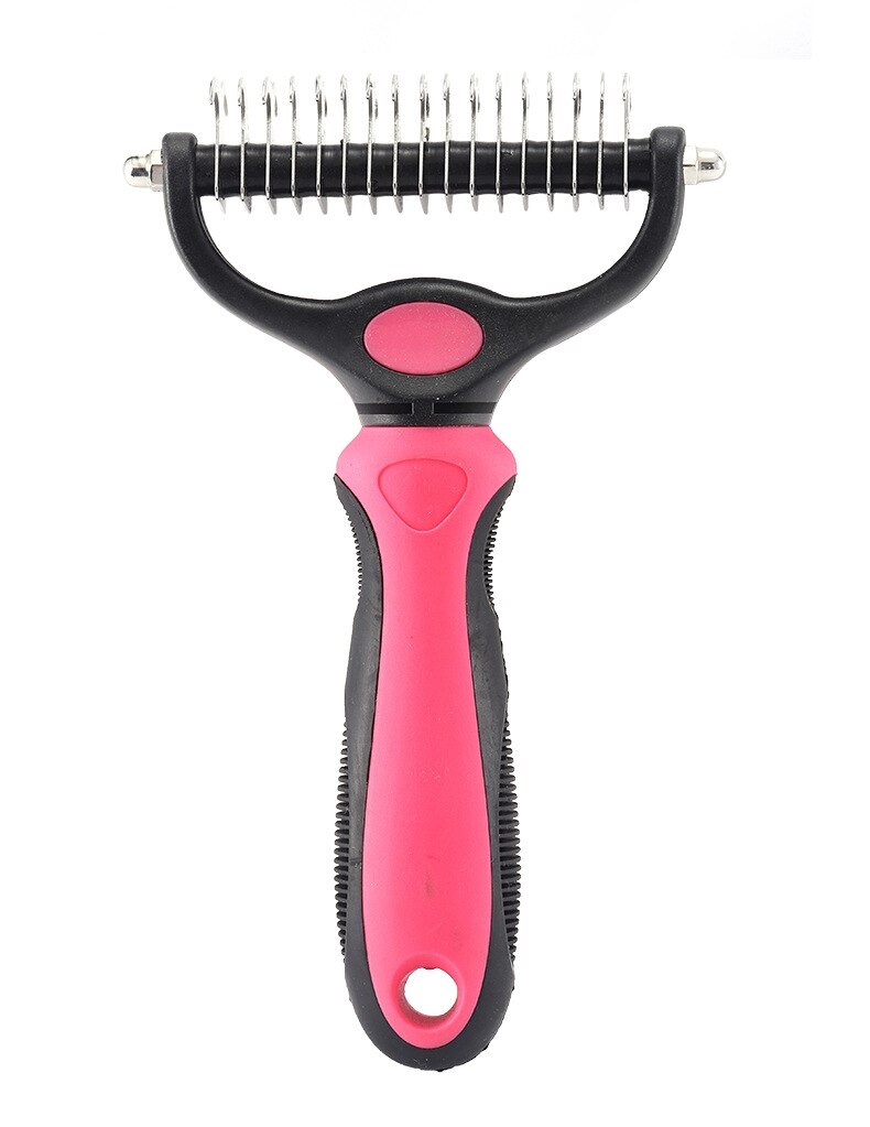 Ontharing Kam Voor Honden Kat Ontklitter Bont Trimmen Dematting Deshedding Borstel Grooming Tool Rvs Huisdieren Kam: pink