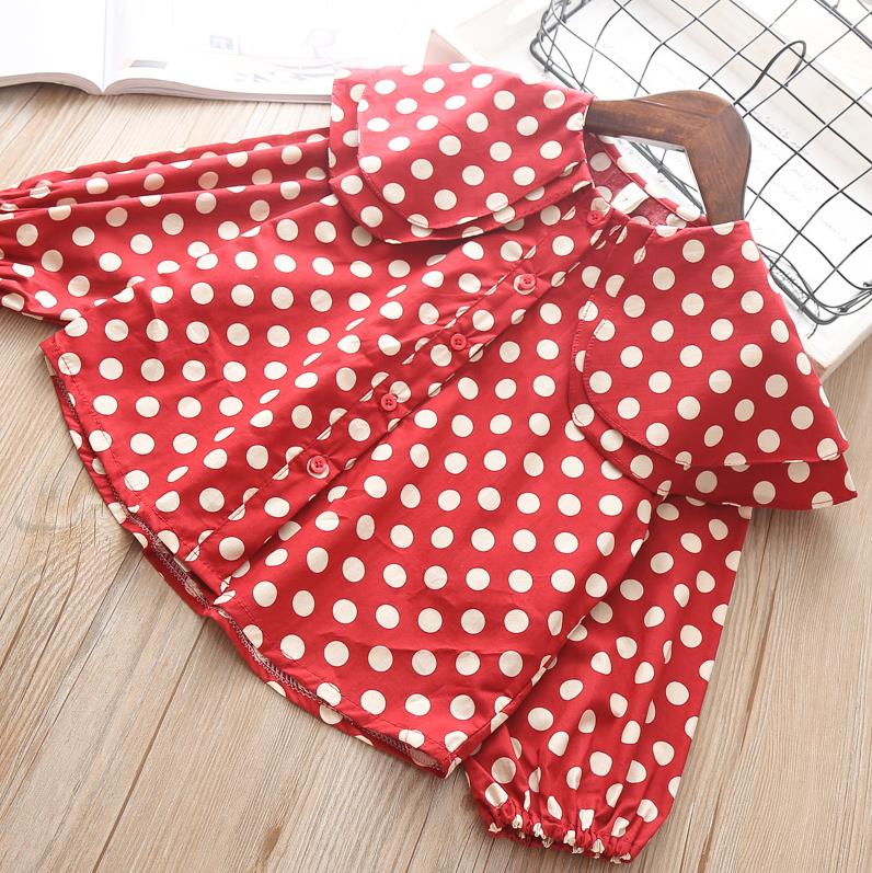 Ragazze Camicette Della Camicia Per La Ragazza Vestiti Dei Capretti di Modo Top di Autunno della Molla Coreano Foglia di Loto Camicette Manicotto Della Lanterna Usura del Bambino Costume: red / 5T