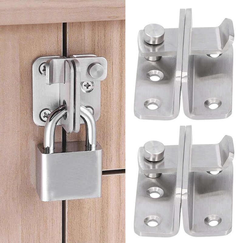 2 Sets Manual Door Bolt Left Open Door Bolt Stainless Steel Punch-Free Bolt Lock Wardrobe Bathroom Door Accessories door lock