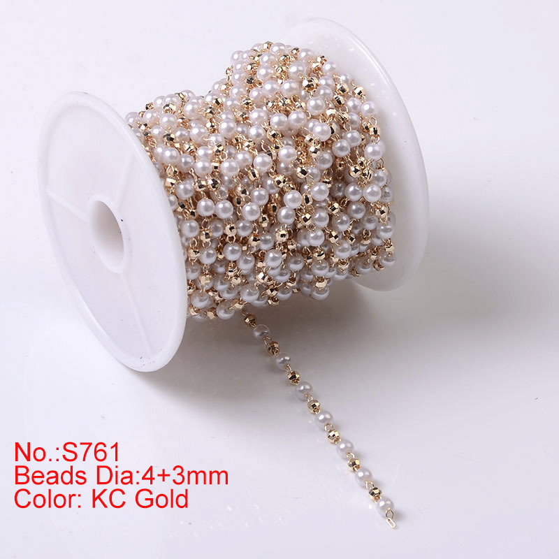 1Meter Beaded Chain Imitation Pearl Chain Copper Necklace Chain Handmade Accessories for Jewelry Making Components Crafts DIY: Rose Red