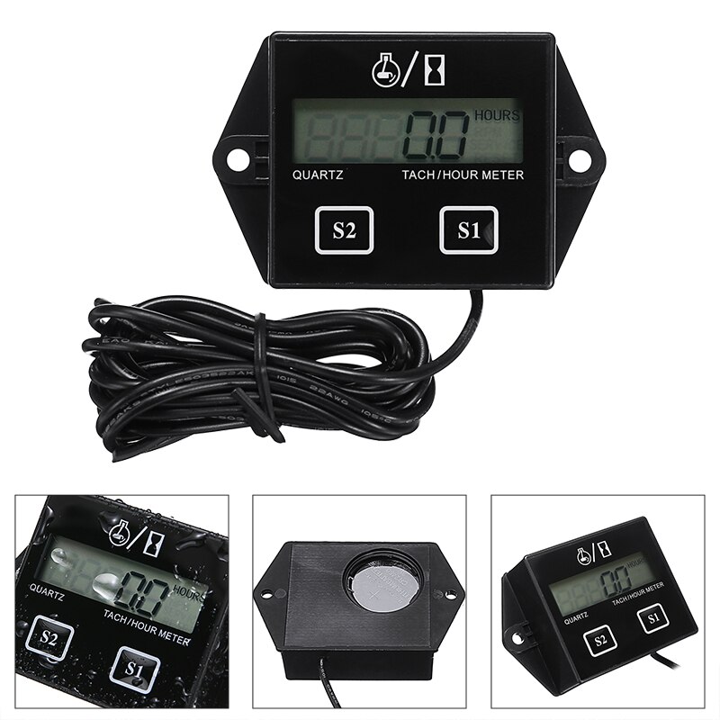 For 2/4 Stroke Engines 1pc Small Digital Engine Tachometer Portable Motorcycle Car Motor Strokes Replaceable Battery Mayitr