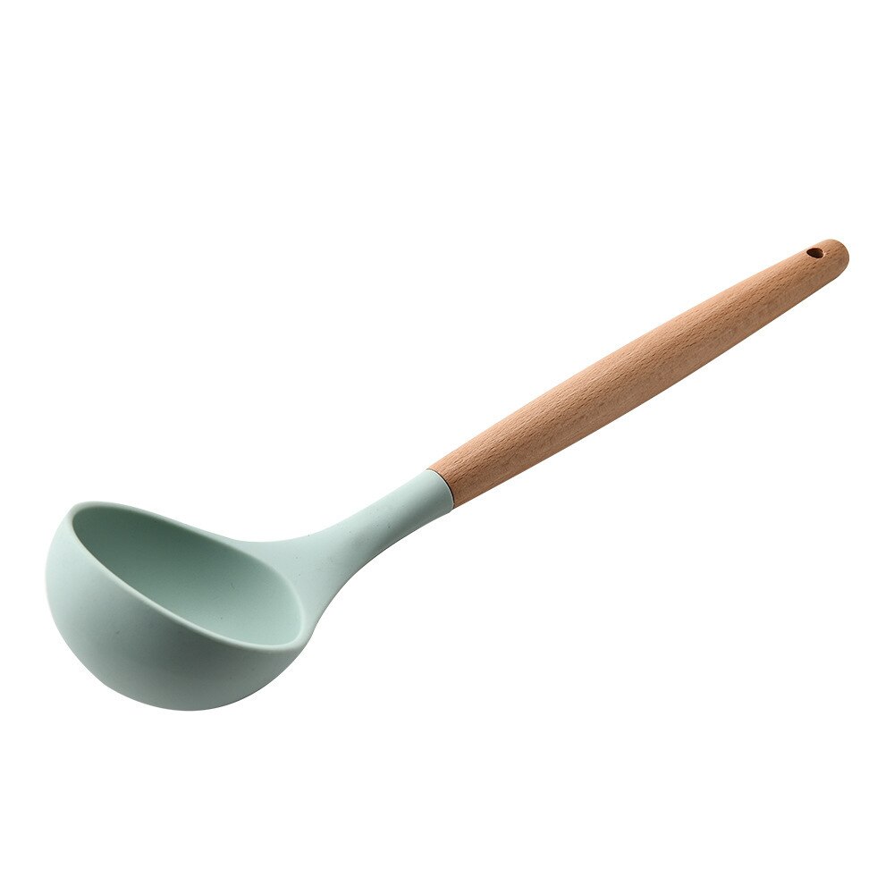 12 stk kjøkkenutstyr sett silikon kokekar kokespatel varmebestandig verktøy med trehåndtak til nonstick nonstick: Oransje