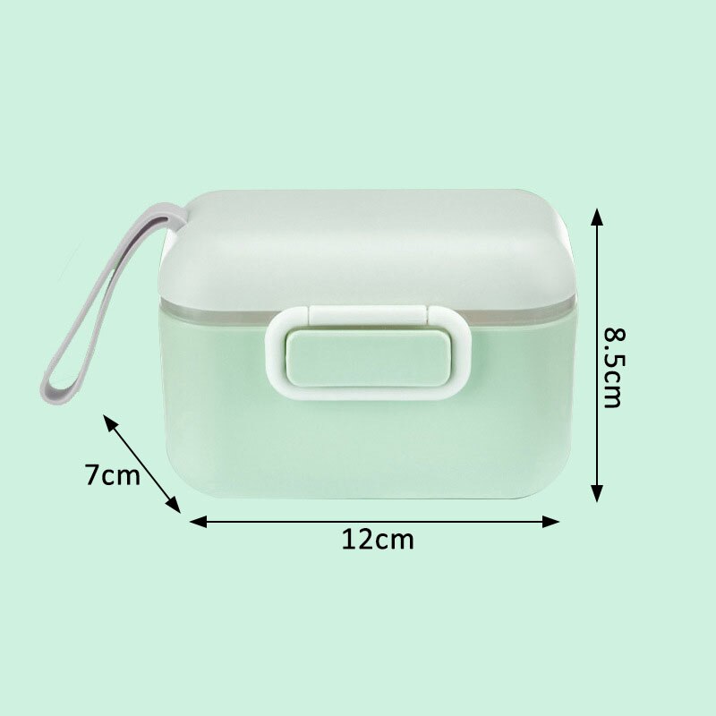 Baby Portable Milk Powder Container Child Snack Food Storage Box PP Double Sealed Baby Fruit Candy Milk Storage Cases 400/800ml: with handle green S