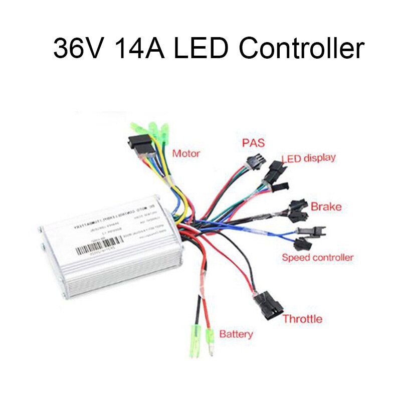 36 v bldc Ebike Controller 250 w-500 w Sinus Borstelloze Motor Controller voor Elektrische Fiets Road Fiets accessoires: 36v 14ah LED