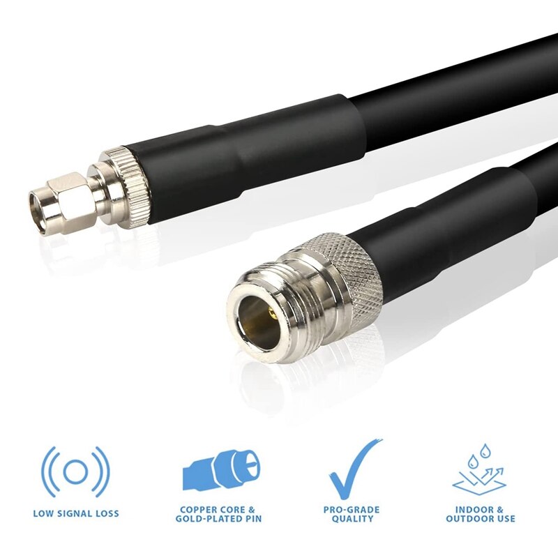 40ft lora-antennenkabel n-buchse auf rp-sma-sma-stecker kmr 400 verlustarmes verlängerungs-koaxialkabel für lora wifi 4g lte lora