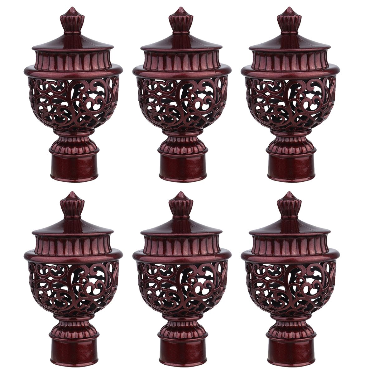 Curtain Rod End Decorative Finial Cap Pole Hollow Plug Rail Hole Fittings Bracket Caps Ends Closing Window Fitting Rods: Burgundy