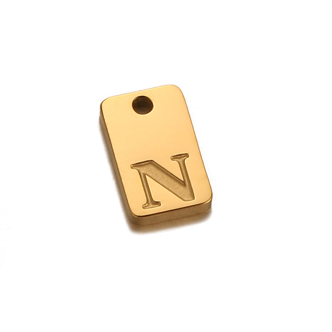 Breloques initiales de l'alphabet carré en acier inoxydable, lettre anglaise gravée, colliers de la présidence bricolage, fabrication de bijoux esthétiques, 5 pièces par lot: Plaqué de cuivre antique