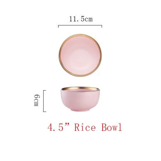 Pink/blå keramik guld indlæg tallerken sæt bøf mad tallerken nordisk stil komplet bordservice skål fad porcelæn spisestel sæt: C