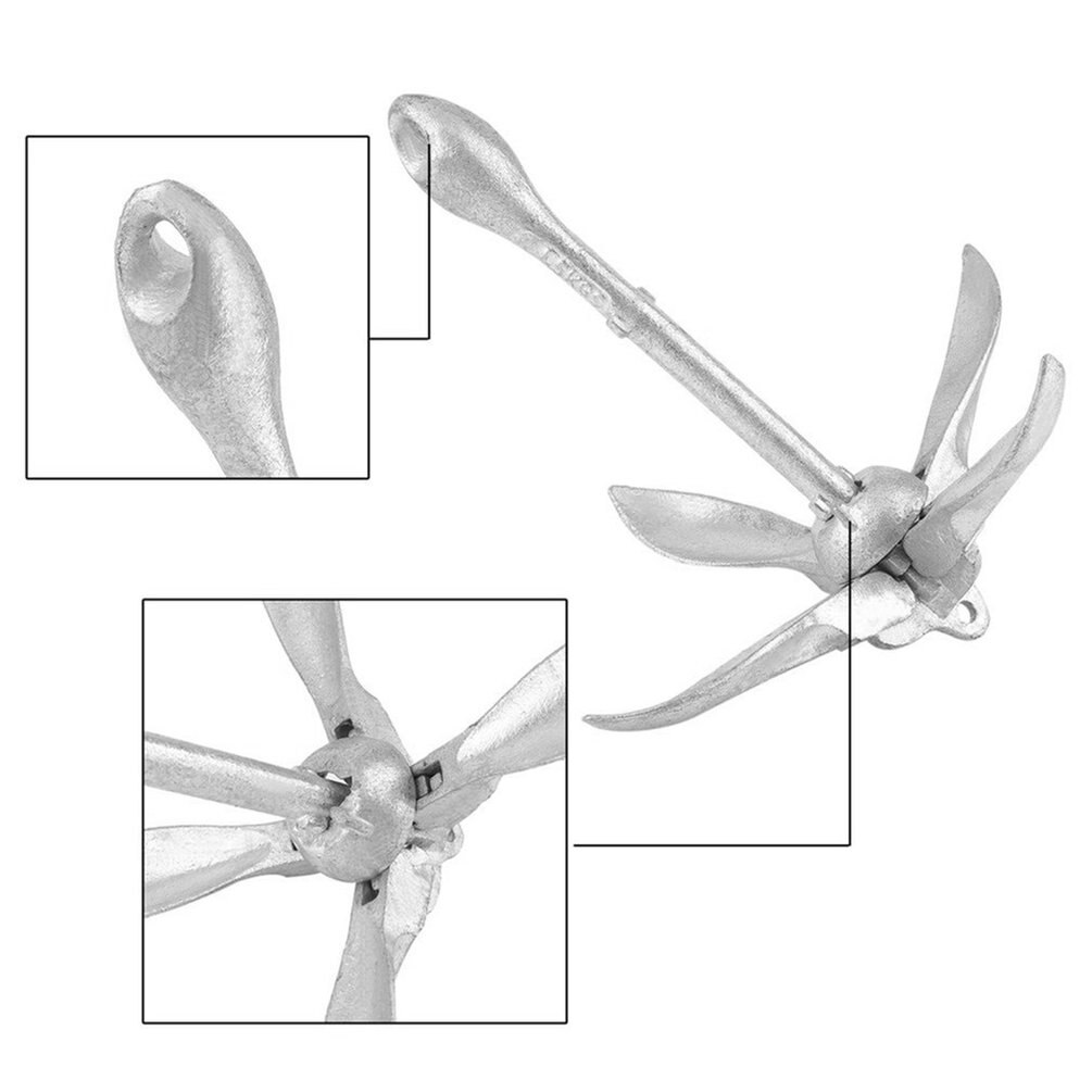 Foldable Portable Galvanized 1.5 Kg Anchor For Canoe Kayak Raft Boat Sailboat Fishing Marine Accessories