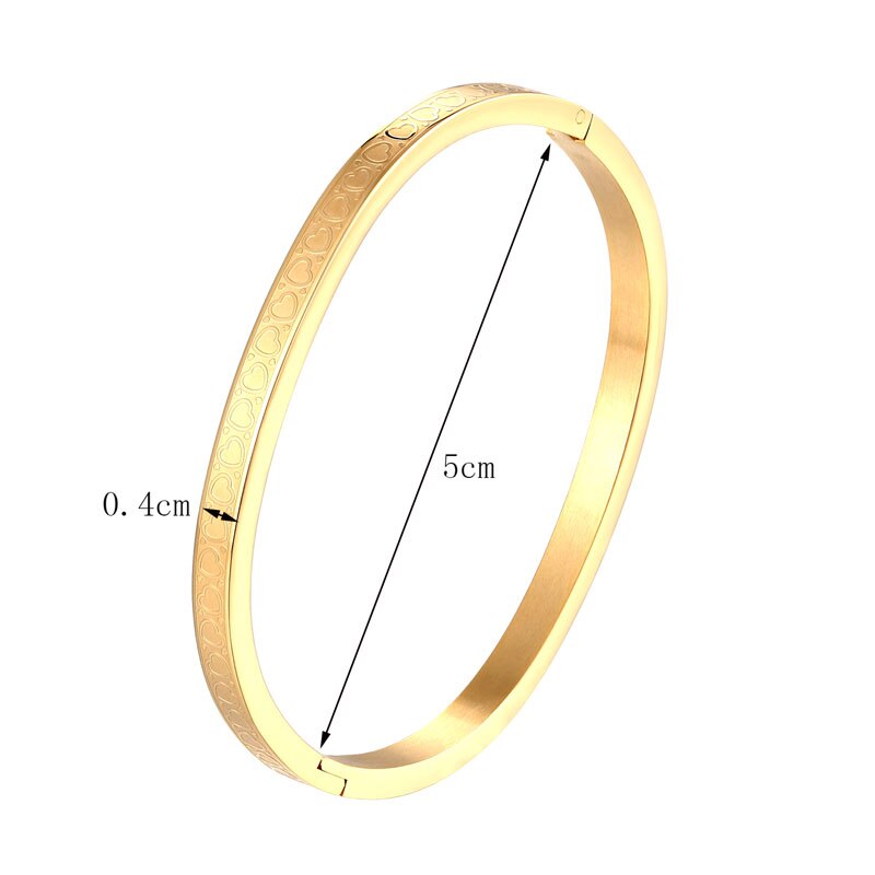 5cm de diâmetro bonito círculo pequeno coração pulseira para crianças alta qualidade aço inoxidável cor ouro jóias menina crianças presente